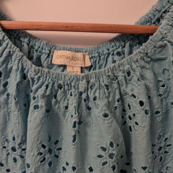 Women's Teal Eyelet Cynthia Rowley Blouse Large - Picture 2 of 8